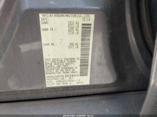 Nissan Altima 2.5 S 2015 1N4AL3AP2FN302660 Image 9