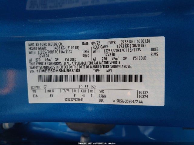 Ford Bronco Badlands 2022 1FMEE5DH5NLB68108 Image 9