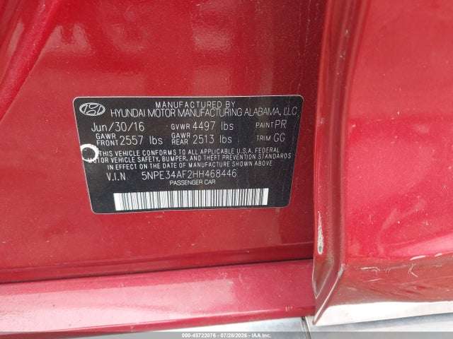 5NPE34AF2HH468446 Hyundai Sonata Sport