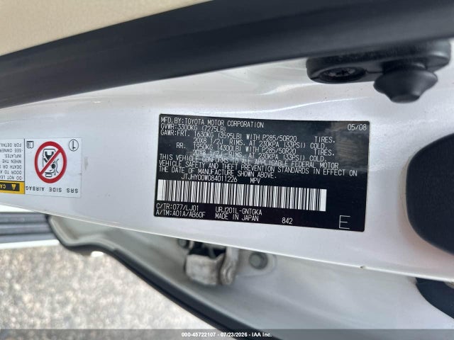 45722107 :رقم المزاد ، JTJHY00W084011226 vin ، 2008 Lexus Lx 570 مزاد بيع