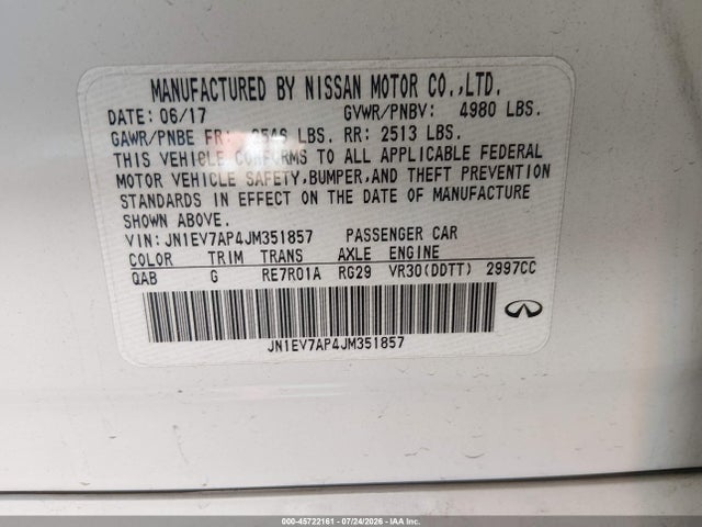 Продаж на аукціоні авто 2018 Infiniti Q50 3.0t Luxe, vin: JN1EV7AP4JM351857, номер лоту: 45722161