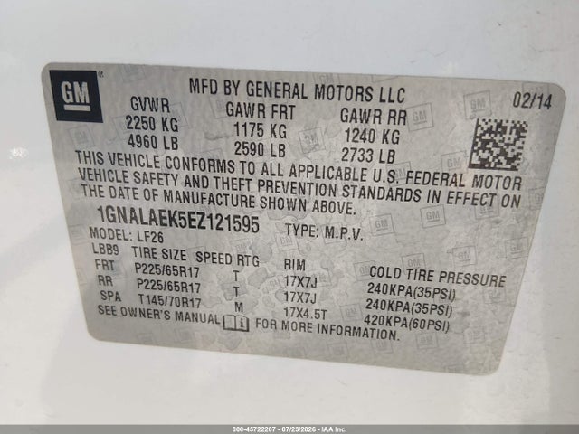 Chevrolet EQUINOX LS 2014 1GNALAEK5EZ121595 Image 9
