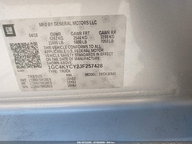 Chevrolet Silverado 3500hd Wt 2018 1GC4KYCY2JF257428 Image 9
