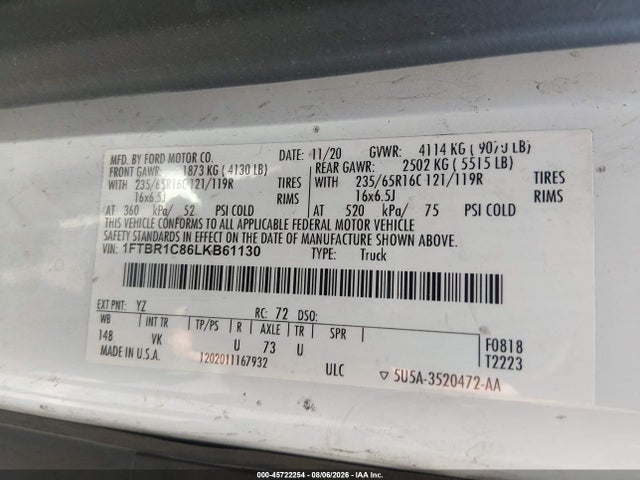 Ford Transit-250 2020 1FTBR1C86LKB61130 Image 9