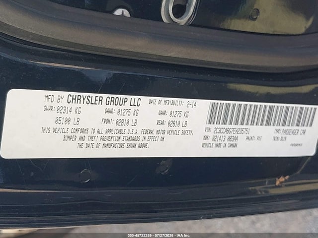 Aukcja sprzedaży 2014 Chrysler 300 300s, vin: 2C3CCABG7EH235751, numer aukcji: 45722259