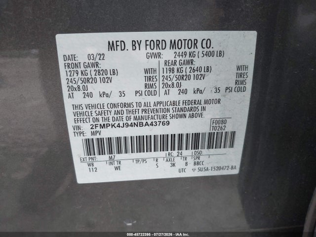 Ford Edge St-line 2022 2FMPK4J94NBA43769 Image 9