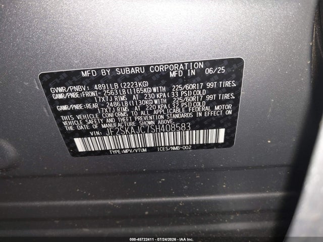 Продажа на аукционе авто 2025 Subaru Forester Wilderness, vin: JF2SKAJC7SH408583, номер лота: 45722411