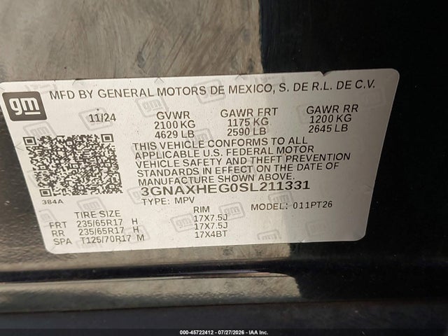 3GNAXHEG0SL211331 Chevrolet Equinox Fwd Lt