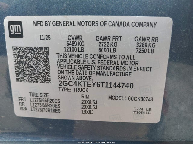 2GC4KTEY6T1144740 Chevrolet Silverado 3500 Hd