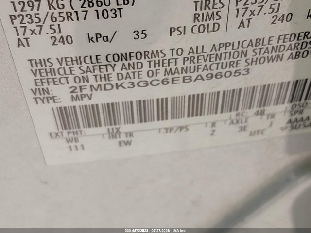 Ford EDGE SE 2014 2FMDK3GC6EBA96053 Image 9