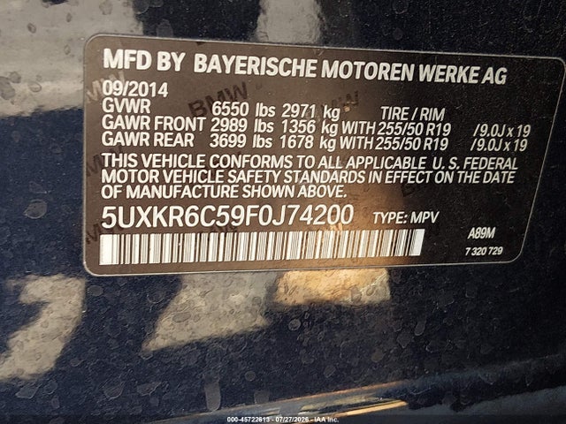 Aukcja sprzedaży 2015 Bmw X5 Xdrive50i, vin: 5UXKR6C59F0J74200, numer aukcji: 45722613