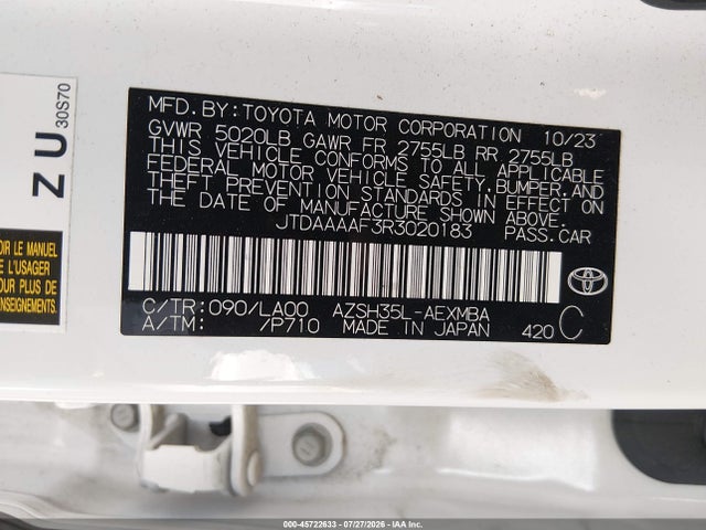 Aukcja sprzedaży 2024 Toyota Crown Limited, vin: JTDAAAAF3R3020183, numer aukcji: 45722633