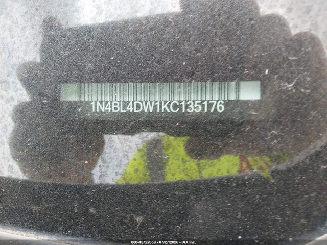 2019 Nissan Altima 2.5 Sv მანქანა იყიდება აუქციონზე, vin: 1N4BL4DW1KC135176, აუქციონის ნომერი: 45722659