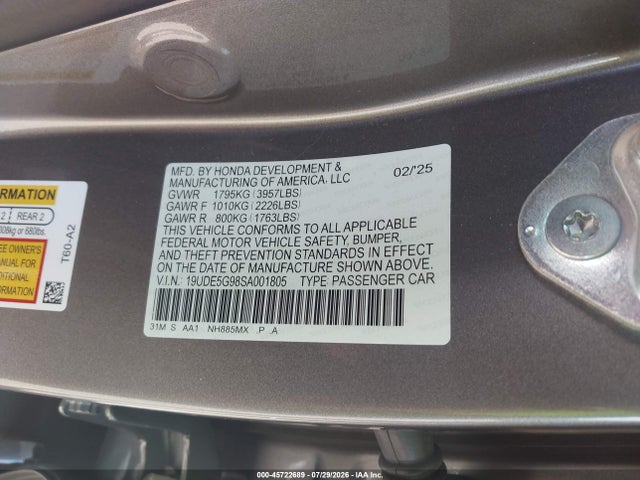 Продажа на аукционе авто 2025 Acura Integra Type S, vin: 19UDE5G98SA001805, номер лота: 45722689