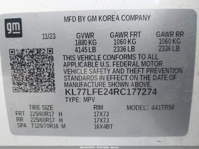 Chevrolet Trax Fwd Sp 2024 KL77LFE24RC177274 Image 9