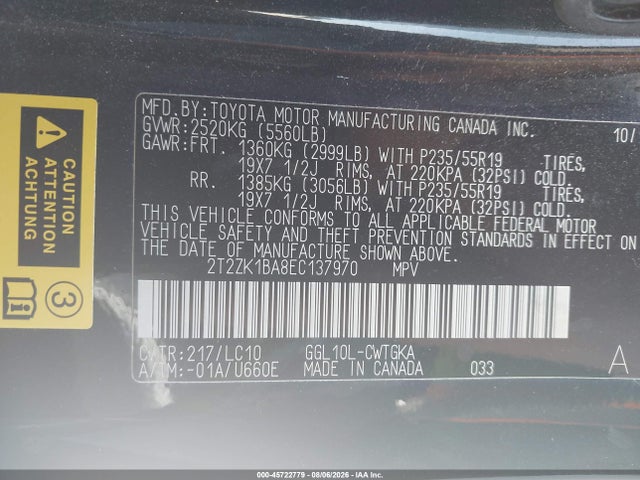 Продажа на аукционе авто 2014 Lexus Rx 350, vin: 2T2ZK1BA8EC137970, номер лота: 45722779