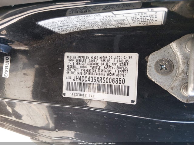 Продаж на аукціоні авто 1994 Acura Integra Ls, vin: JH4DC435XRS006850, номер лоту: 45722810