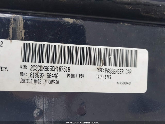 2012 Dodge Charger Se მანქანა იყიდება აუქციონზე, vin: 2C3CDXBG5CH187518, აუქციონის ნომერი: 45722823