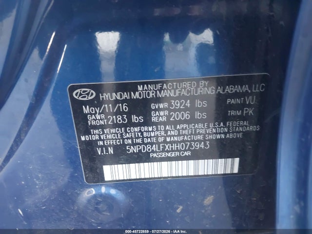 Продаж на аукціоні авто 2017 Hyundai Elantra Se, vin: 5NPD84LFXHH073943, номер лоту: 45722859