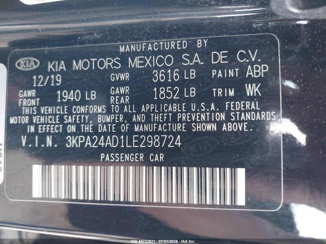 KIA RIO S 2020 3KPA24AD1LE298724 Image 9