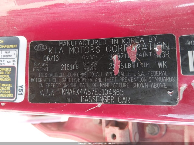 Aukcja sprzedaży 2014 Kia Forte Ex, vin: KNAFX4A87E5104865, numer aukcji: 45722942