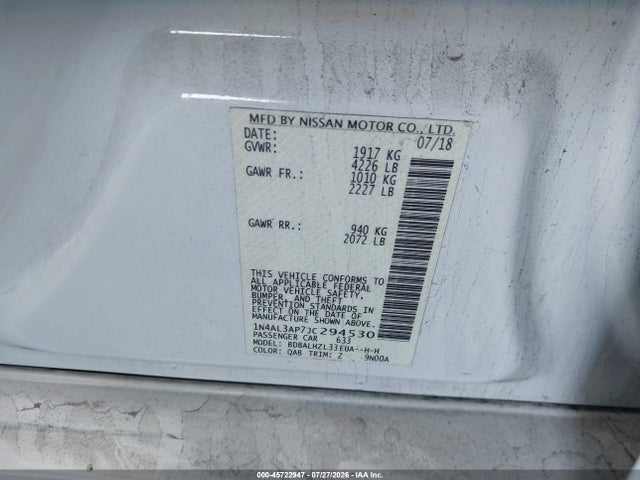 Nissan Altima 2.5 Sr 2018 1N4AL3AP7JC294530 Image 9