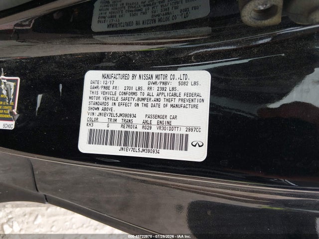 JN1EV7EL5JM390934 Infiniti Q60 3.0t Luxe