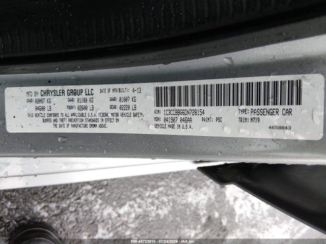45723010 :رقم المزاد ، 1C3CCBBG6DN728154 vin ، 2013 Chrysler 200 Touring مزاد بيع