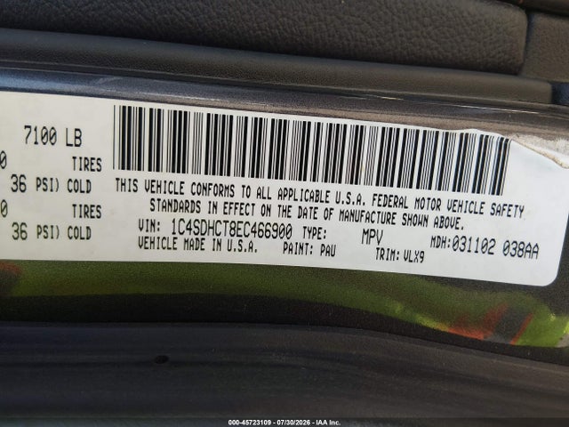 Aukcja sprzedaży 2014 Dodge Durango R/t, vin: 1C4SDHCT8EC466900, numer aukcji: 45723109