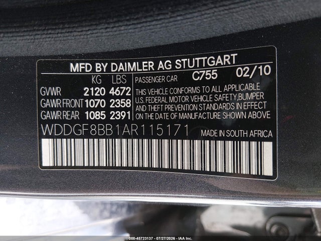 Продаж на аукціоні авто 2010 Mercedes-benz C 300 Luxury 4matic/sport 4matic, vin: WDDGF8BB1AR115171, номер лоту: 45723137