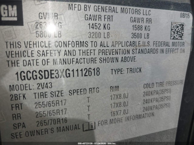 1GCGSDE3XG1112618 Chevrolet Colorado 2wd Z71