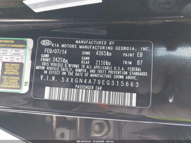 KIA OPTIMA EX 2014 5XXGN4A79EG315663 Image 9
