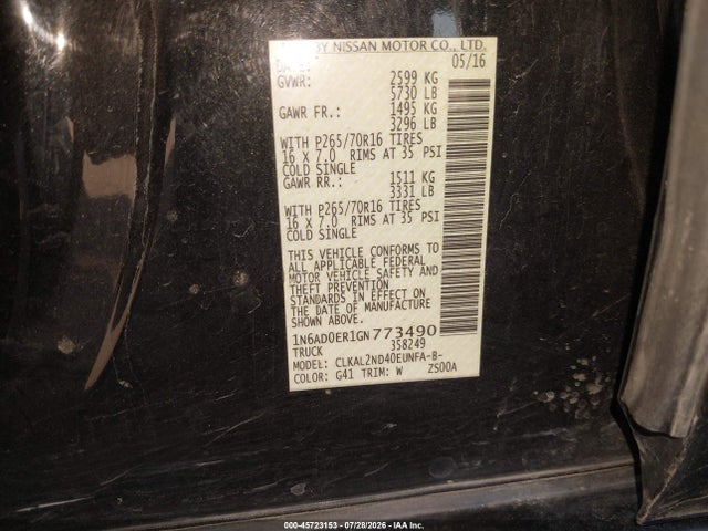 Nissan Frontier Sv 2016 1N6AD0ER1GN773490 Image 9
