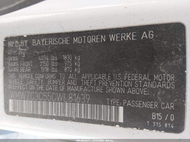 Продаж на аукціоні авто 2012 Mini Cooper S Countryman, vin: WMWZC3C55CWL81639, номер лоту: 45723171