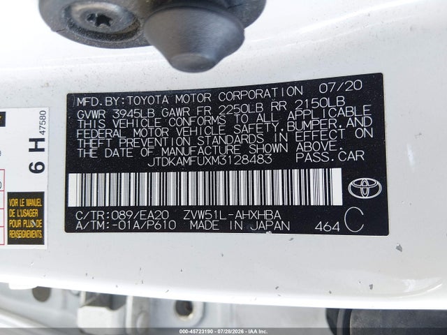 Toyota Prius 2020 Edition 2021 JTDKAMFUXM3128483 Image 9