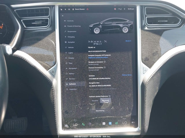 45723221 :رقم المزاد ، 5YJXCDE2XHF077222 vin ، 2017 Tesla Model X 100d/75d/90d مزاد بيع