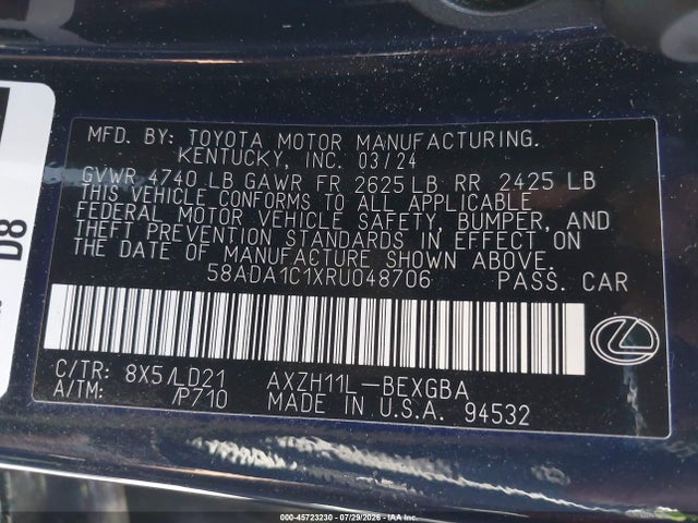 Lexus ES 300H 2024 58ADA1C1XRU048706 Image 9