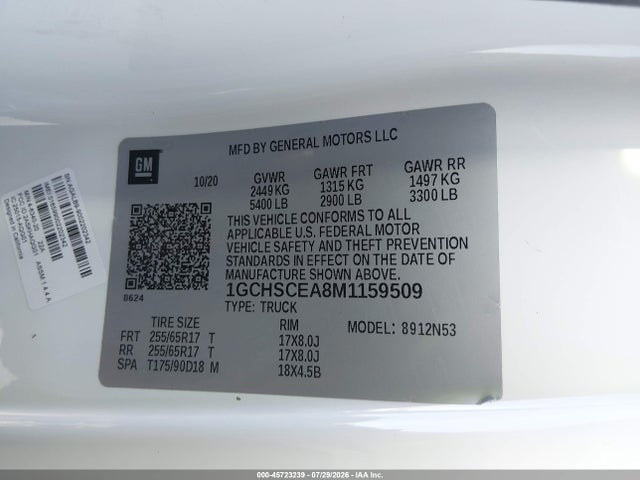 Продажа на аукционе авто 2021 Chevrolet Colorado 2wd  Long Box Lt, vin: 1GCHSCEA8M1159509, номер лота: 45723239