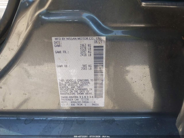 Продаж на аукціоні авто 2024 Nissan Altima S Fwd, vin: 1N4BL4BV0RN314334, номер лоту: 45723251