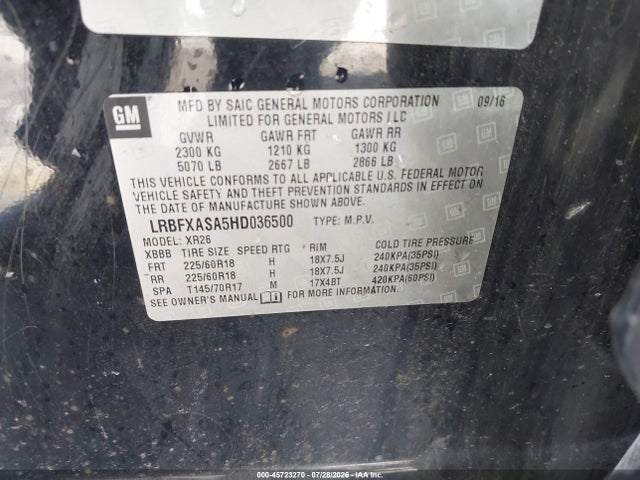 Продажа на аукционе авто 2017 Buick Envision Preferred, vin: LRBFXASA5HD036500, номер лота: 45723270