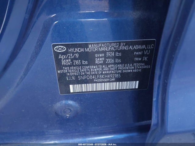 Hyundai ELANTRA SEL 2019 5NPD84LF8KH492185 Image 9