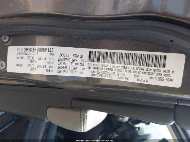 45723373 :رقم المزاد ، 1C4PJMDS6EW166106 vin ، 2014 Jeep Cherokee Limited مزاد بيع