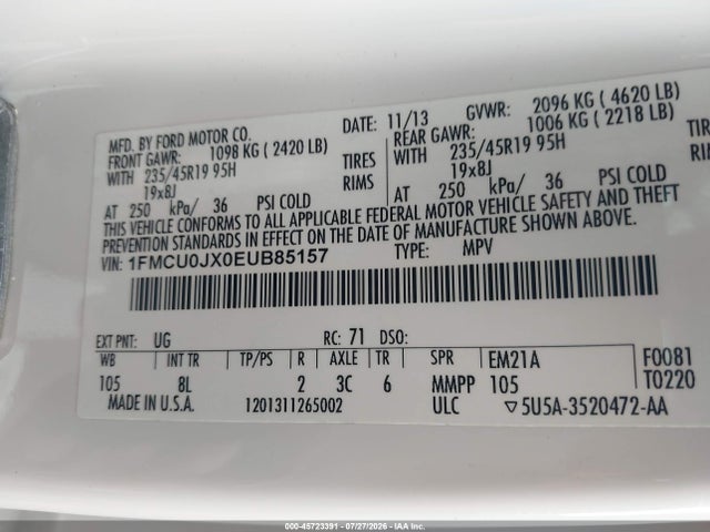 Ford Escape Titanium 2014 1FMCU0JX0EUB85157 Image 9