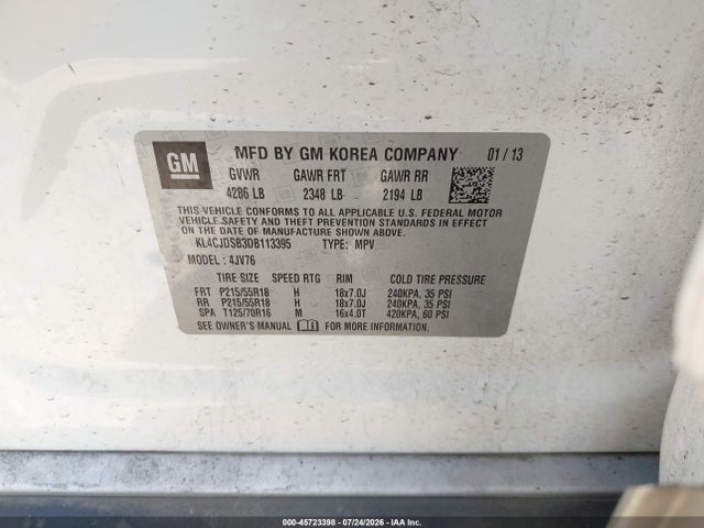 Aukcja sprzedaży 2013 Buick Encore Premium, vin: KL4CJDSB3DB113395, numer aukcji: 45723398