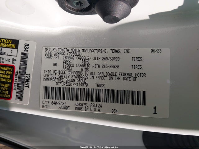 5TFJA5DB1PX114570 Toyota Tundra Limited