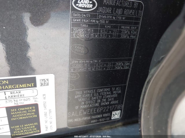 45723417 :رقم المزاد ، SALEWEEE6P2217789 vin ، 2023 Land Rover Defender 110 Carpathian Edition/110 V8 مزاد بيع