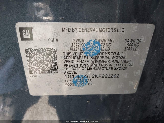 Chevrolet MALIBU LT 2019 1G1ZD5ST3KF221262 Image 9