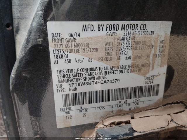 Продажа на аукционе авто 2015 Ford F-350 Xlt, vin: 1FT8W3BT4FEA74379, номер лота: 45723474