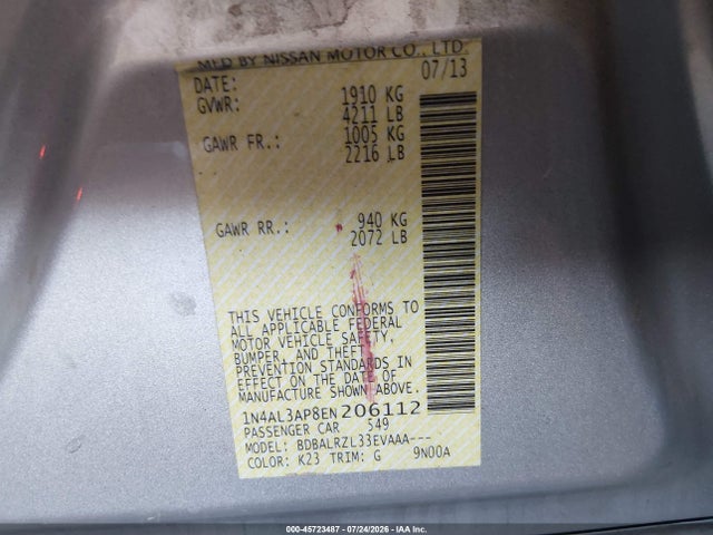 Nissan Altima 2.5 S 2014 1N4AL3AP8EN206112 Image 9