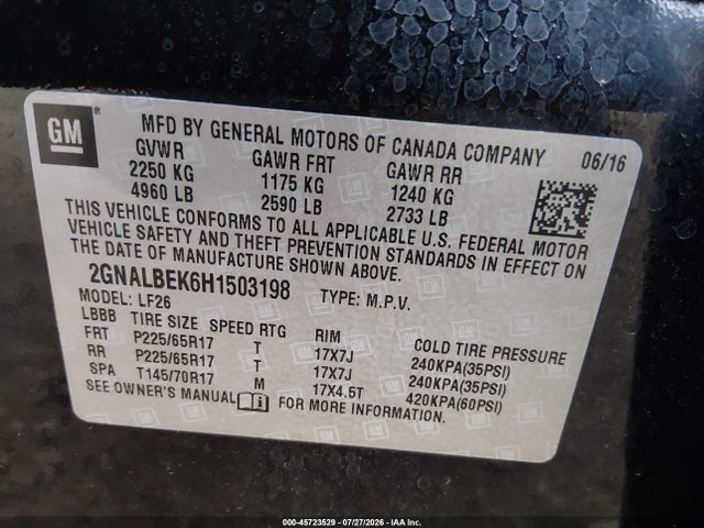 Chevrolet EQUINOX LS 2017 2GNALBEK6H1503198 Image 9